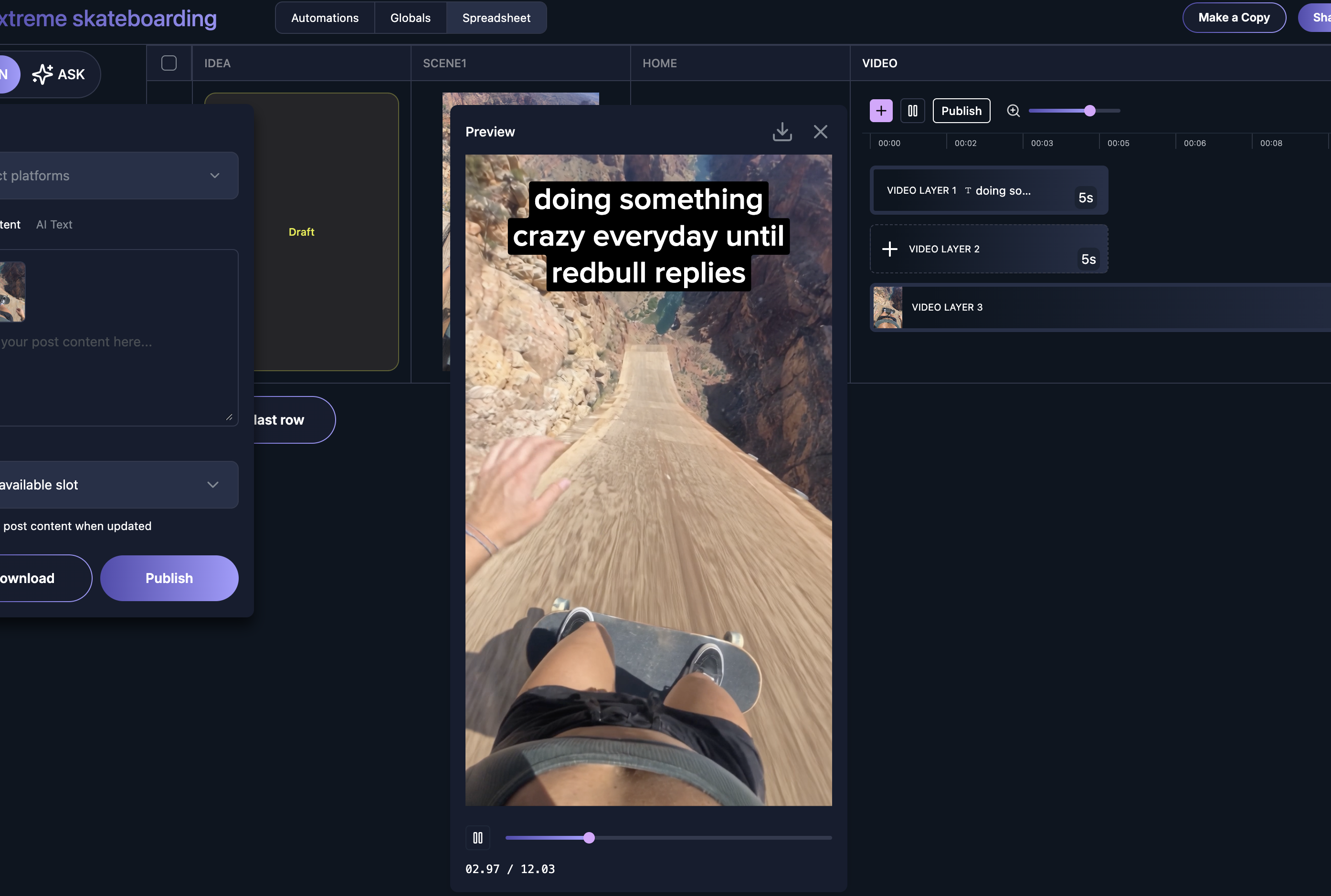 Extreme skateboarding AI UGC GPT Seedance template